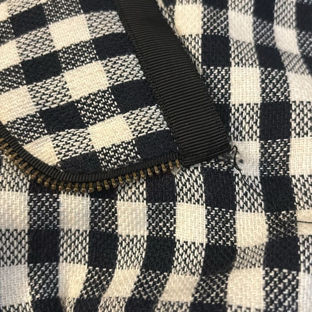 L.A.M.B. Asymmetrical Gingham Double-Zip Hooded Bomber with Cropped Sleeves - Picture 10 of 12